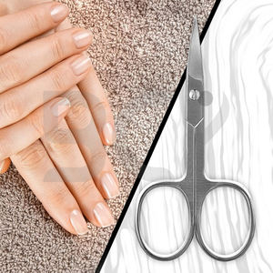Lames incurvées antidérapantes faites à la main Ciseaux de 3.5 pouces pour couper les ongles Logo personnalisé en acier inoxydable argenté avec pointe de lame tranchante - Product Image 4