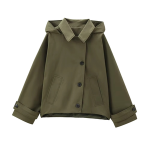 Veste Softshell en polaire à manches longues à capuche de style européen américain pour femmes d'hiver, à simple boutonnage, respirante en coton - Product Image 4