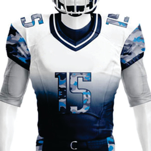 Ensemble d'uniformes de football américain pour hommes personnalisés de la marine blanche Pantalon en jersey sergé durable pour l'entraînement Short respirant le jour du match - Product Image 2