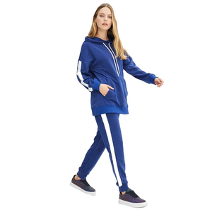 Chándal de fútbol para mujer, chándales con logotipo personalizado, jersey de lana tecnológica, panel lateral liso, chándal para correr para mujer, precio barato - Product Image 2