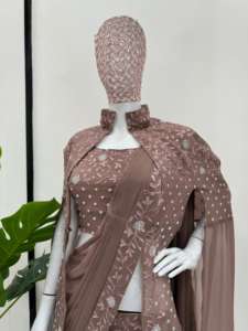 Conjunto étnico Listo para usar de Georgette Lehenga Saree Luxe para boutiques Premium, venta al por mayor exclusiva al por mayor - Product Image 2