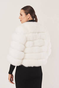 Manteau d'hiver en soie tissée pour femme, coupe courte, coupe-vent, rembourré de duvet, avec col amovible respirant en fourrure de renard, taille XS, style Hip Hop - Product Image 2