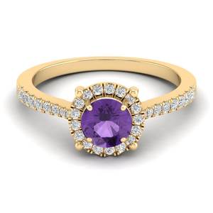 REYES Nouveau Design Bague en Améthyste avec Pierres Précieuses pour Femme, Bagues de Fiançailles en Or Rose Massif, 9K, 10K, 14K, 18K, 22K - Product Image 6