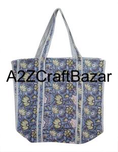 Sac fourre-tout élégant, léger, matelassé à la machine, fait main, imprimé à la main, sac de week-end, grand sac de transport, sac de plage indien - Product Image 6