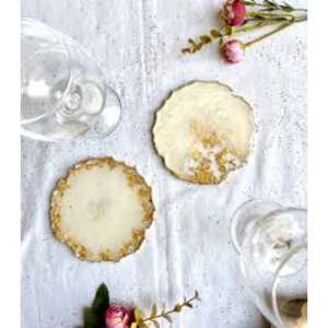 Ensemble de 2 sous-verres en résine avec inclusions florales pour une ambiance botanique maison à prix très extrême - Product Image 3