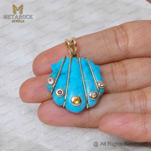 หินเทอร์ควอยซ์สีเหลืองทอง14K เครื่องประดับเงิน925เปลือกหอยหลายไพลินขายส่ง - Product Image 6