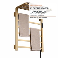 Sèche-serviettes électrique intelligent en acier inoxydable poli miroir avec étagère de rangement mural pour salle de bain, appartement, hôtel, séchage rapide, certifié CE