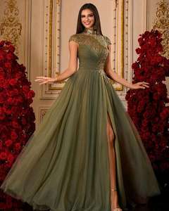 Robe de soirée longue en mousseline de soie noire de luxe avec strass sirène, épaules dénudées, respirante, tendance, pour bal de promo/gala/fête - Product Image 4