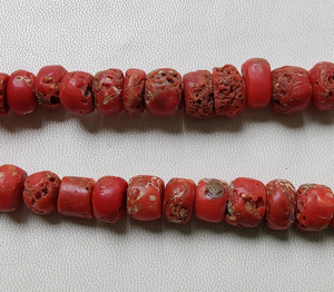 Venta al por mayor de 16 pulgadas Strand Red Coral Rondelle Beads 21 MM 5 MM Smooth Shell Bone & Coral Beads - Product Image 5