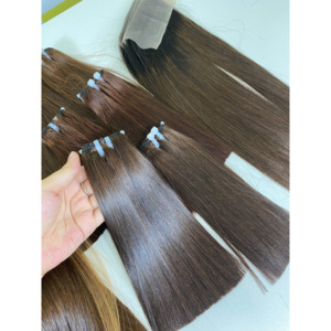 Perruques de cheveux humains non traités à cuticules alignées sur les os, 8x40 pouces, couleur foncée - Product Image 2