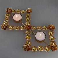 Bougeoir en laiton design Lampe à thé décorative Diya Stand Bougie plaquée or Festive Wedding Home Decor Candlelight Holder
