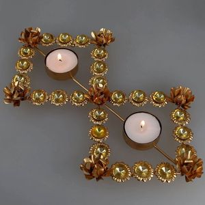 Designer Brass <b>Candle</b> <b>Holder</b> Decorative Tea Light Diya Stand <b>Gold</b> Plated <b>Candle</b> Festive Wedding Home Decor Candlelight <b>Holder</b> - Product Image 2