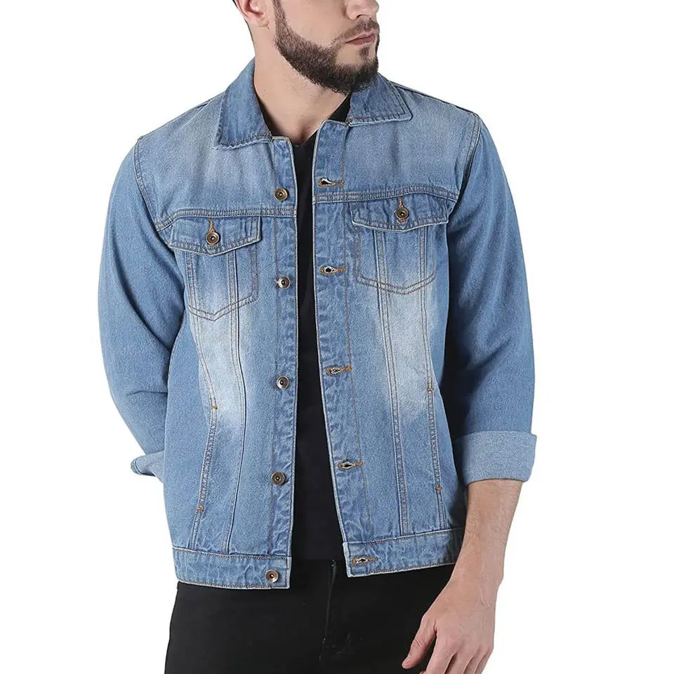 Blue Denim Jacket Men Autumn Fashion Cool Trendy Mens Jean Jackets Casual Coat Outwear Stand Collar jacket 202