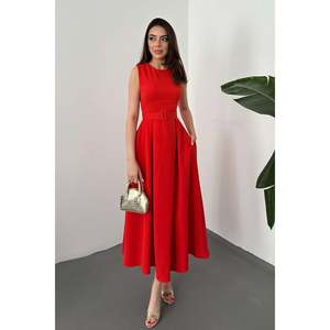 Vestido con cuello halter y vuelo de lazo de flor de granada - Pomegranate Flower - Product Image 2