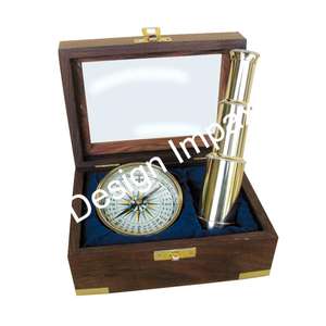 Loupe en forme de dôme en laiton poli à haute brillance dans une boîte nautique cadeaux emballés loupe élégante article cadeau promotionnel - Product Image 5