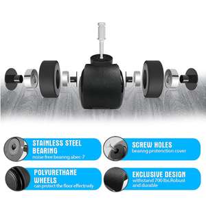 Roulettes modernes pour chaise de bureau (tiges de 10 mm et 11 mm) - 5 roulettes pivotantes robustes pour tous types de sols (noir) - Product Image 4