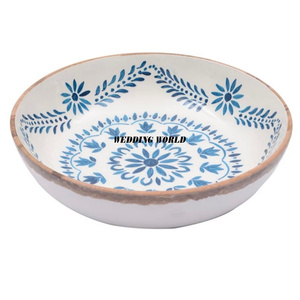 Cuenco de chocolate de madera con acabado azul hecho a mano de excelente calidad, diseño moderno, forma redonda de madera de lujo para fiestas - Product Image 3