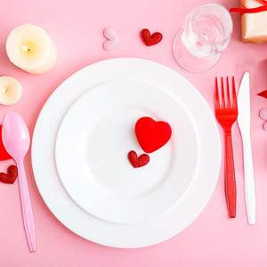 Ensemble de couverts jetables en plastique PS/PP, cuillères, fourchettes, couteaux, écologiques, biodégradables, fournitures pour fêtes de la Saint-Valentin, sans BPA - Product Image 1