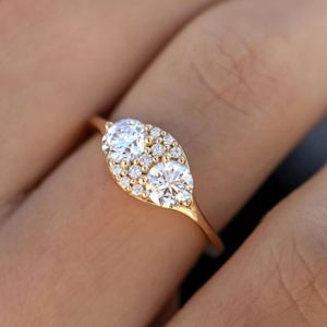 Anillo de Compromiso RITZIN RIH3208 de Oro Amarillo de 14K con Moissanita Tallada, Bonito Regalo de Boda y Aniversario para Mujer - Product Image 3