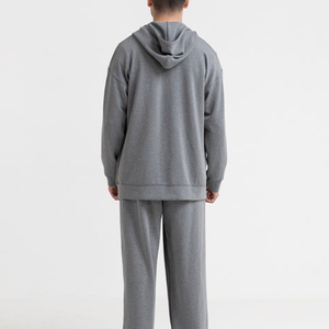 Pantalon de survêtement unisexe 100% coton avec fermeture éclair pantalon de survêtement personnalisé 3D bouffée gaufré lourd ensembles de survêtements unis fabriqués en hiver - Product Image 3