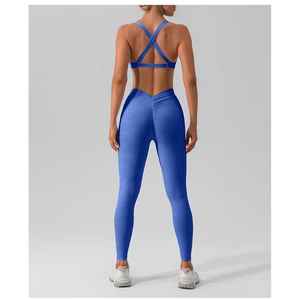 Vente en gros, ensemble fitness personnalisé avec impression réversible, soutien-gorge de sport respirant avec bretelles dans le dos, legging XL à la taille et avec cordon de serrage - Product Image 6