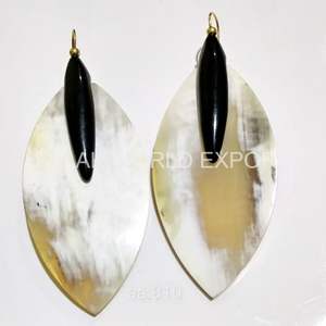 Elegante cuerno de vaca hecho a mano cuerno de búfalo pendientes con perla nuevo diseño ágata joyería personalizable por Falak World Export - Product Image 2