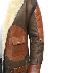 Veste unisexe en cuir lisse et toile, style urbain, manches longues, vêtement d'extérieur d'hiver, mode décontractée, chaleur et confort - Product Image 3