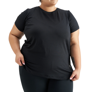 Tops Deportivos Ligeros de Yoga de Talla Grande, Manga Corta, Elásticos, Ropa Deportiva Activa para Entrenamiento, Gimnasio, Fitness, para Mujer - Product Image 1