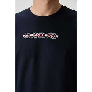 Camiseta Azul Marino 100% Algodón para Hombre, Corte Holgado con Textura Gruesa y Tela Jersey Estampada-88365 - Product Image 5