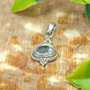 Blue Topaz 925 Sterling Silver Handmade Vintage Style Oval Gemstone Pendant Jewelry gift for women Unisex <b>Girlfriend</b> Her - Product Image 3