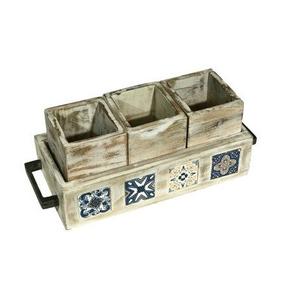 Soporte para cubiertos de madera de color blanco a mano de metal de calidad superior diseño maravilloso soporte de almacenamiento de cubiertos de madera de 3 secciones - Product Image 6