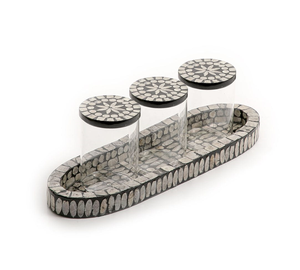 Juego de tarros acrílicos de resina para decoración del hogar, bandeja ovalada personalizada para café en el hogar - Product Image 1