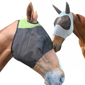 Masque anti-mouches d'été pour chevaux Couvre-nez en maille respirante et légère Protection complète du visage et des oreilles Protection UV pour les culottes d'équitation - Product Image 2