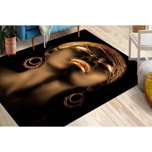 Alfombra Africana con Diseño de Mujer Dorada, Alfombra Impresa, Alfombra Antideslizante, Alfombra Delgada No Tejida - Product Image 1