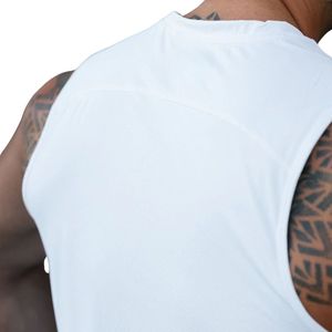 <b>White</b> Gym Performance <b>Vest</b> Sleeveless Training Tank Top Lightweight Breathable Activewear for <b>Men</b> Workout Fitness and Sports - Product Image 3