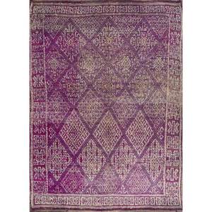 Tapis en laine noués à la main Nuray, motif géométrique rose et violet, pour la décoration de la maison, du salon ou de la voiture, taille 9x12 - Pae-4516 - Product Image 1