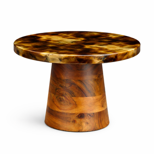 Support à gâteau moderne en résine avec base en bois, support rond pour servir les gâteaux pour mariages, fêtes, maison, cuisine, présentation - Product Image 1