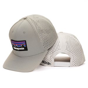 Sombrero con agujero cortado con láser y logotipo personalizado de ala plana de 6 paneles, Gorras deportivas impermeables perforadas, Gorras Snapback con parche de goma - Product Image 2