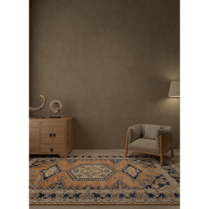 Alfombra de Lana Anudada a Mano Erbe, Diseño Abstracto con Medallón Rojo Naranja, Rectangular, para Hogar, AKWL-1433, 9x12, Alfombra para Sala de Estar, Alfombra para Entrada - Product Image 5