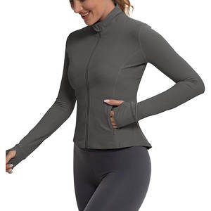 Chaquetas para correr para mujer de punto transpirable ecológico poliéster Spandex tela suave soporte en capas flujo de aire listo - Product Image 4