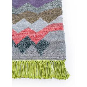 พรมลายเรขาคณิตสีเทาดำ Freedom Manchaha ทำด้วยมือจากขนสัตว์ ไหมไผ่ และไหม สำหรับตกแต่งห้องนั่งเล่น-Les-8101 - Product Image 4