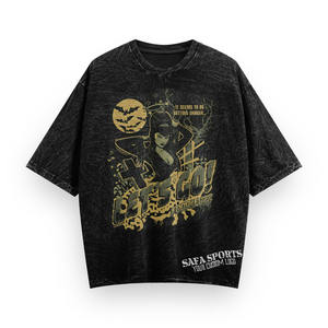 Camiseta de hombre de gran tamaño en blanco de alta calidad de algodón orgánico pesado con logotipo de Cuello estilo Punk con letras impresas personalizadas - Product Image 4