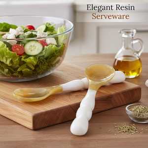 Juego de Cubiertos para Ensalada de Resina Hechos a Mano, Cuchara y Tenedor Modernos, Ecológicos y Elegantes para Mesa de Comedor, Hogar, Restaurante y Fiestas - Product Image 2