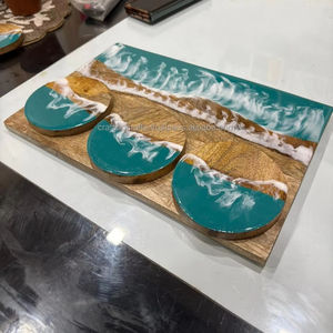 Tabla de Cortar de Madera Moderna y Elegante 2025, Tabla de Quesos con Tamaño Personalizado, Juego de Posavasos Ecológicos de 10 mm de Grosor para Tazas de Té, de la India - Product Image 1