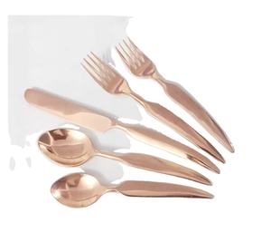 Juego de Cubiertos Metálicos de Última Moda, Cuchara y Tenedor Nuevos, Juego de Cubiertos Metálicos con Baño de Oro Rosa, Juego de Cinco Piezas - Product Image 1