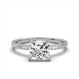 Bague de fiançailles en or massif 14 carats et 18 carats personnalisable bande de bijoux fins classiques avec diamant pour l'anniversaire de mariage des femmes - Product Image 1