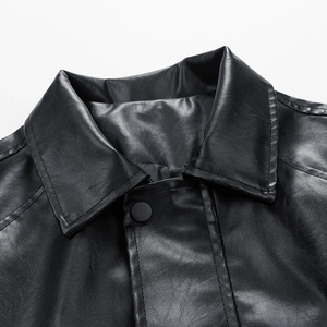 Custom PU Leather Bomber <b>Jacket</b> Mens Oversized Streetwear Zip Up Winter Coat Casual Fashion Outerwear Private Label OEM - Product Image 4