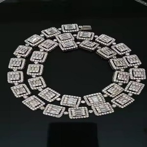 Diamante de moissanita VVS Hip Hop personalizado de alta calidad con collar de oro blanco con cadena cubana para regalos para hombres y mujeres - Product Image 1