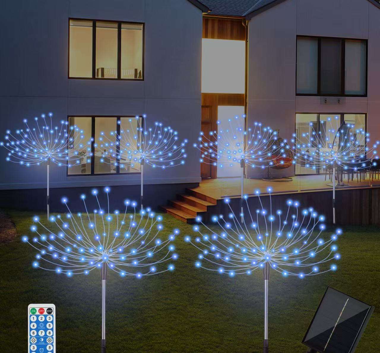 Azul-5 lámpara con un panel solar