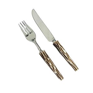 Upscale American Style Handcrafted 4 Pcs Silver Stainless Steel Cutlery Set With Elegant Black Sleek Handles for Weddings - Product Image 5